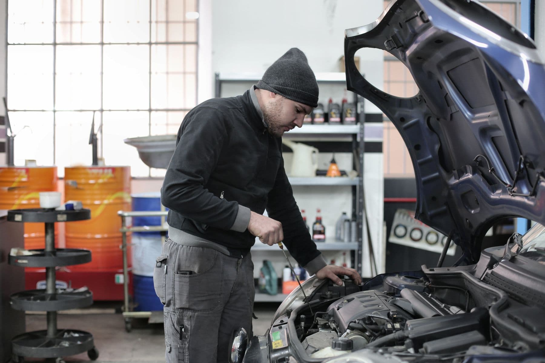 Controle van het motorcompartiment tijdens diagnose